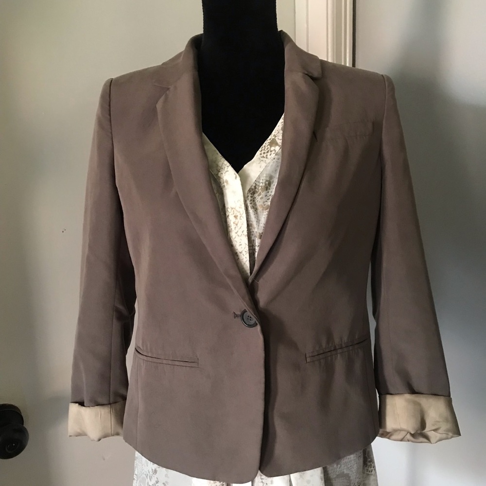 LOFT Brown Silky Blazer Single Button 8 Petite